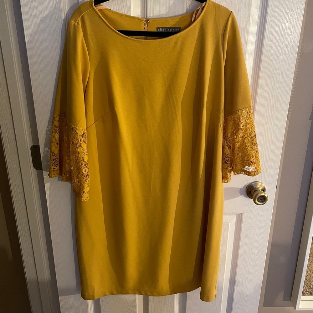 Mustard semi formal midi dress!